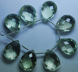 2 Match Pair, Super Rare Aaa Green Amethyst Faceted Pear Briolettes Calibrated Size 10X16mm