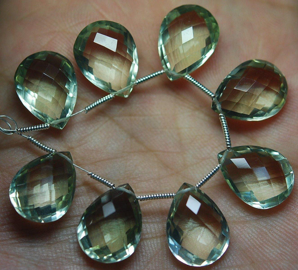 2 Match Pair, Super Rare Aaa Green Amethyst Faceted Pear Briolettes Calibrated Size 10X16mm - Jalvi & Co.