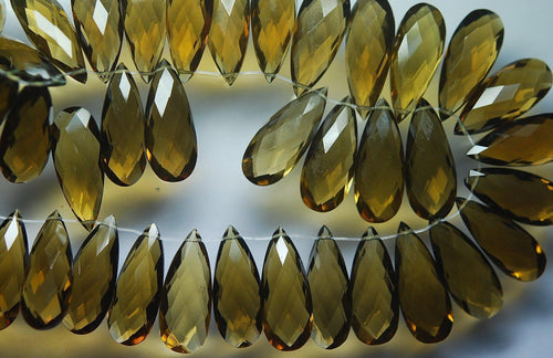 2 Match Pair, Super Rare AAA Honey Quartz Faceted Extra Large Long Pear Briolette's Calibrated Size 20X8mm - Jalvi & Co.