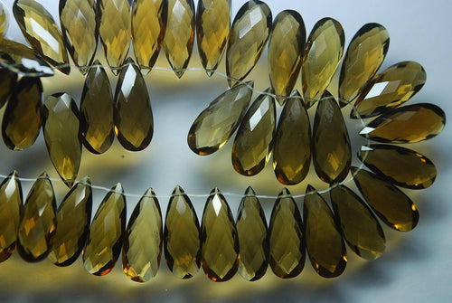 2 Match Pair, Super Rare AAA Honey Quartz Faceted Extra Large Long Pear Briolette's Calibrated Size 20X8mm - Jalvi & Co.