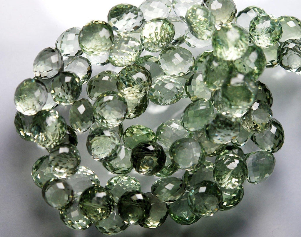 2 Match Pair, Super Rare Aaa Natural Green Amethyst Faceted Onion Shape Briolettes Calibrated Size 11mm - Jalvi & Co.