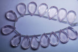 2 Match Pair, Super Rare Aaa Natural Rose Quartz Faceted Double Cut Pear Shape Briolettes Calibrated Size 13X20mm