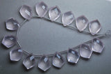 2 Match Pair, Super Rare Aaa Natural Rose Quartz Faceted Fancy Shape Briolettes Calibrated Size 16X12mm