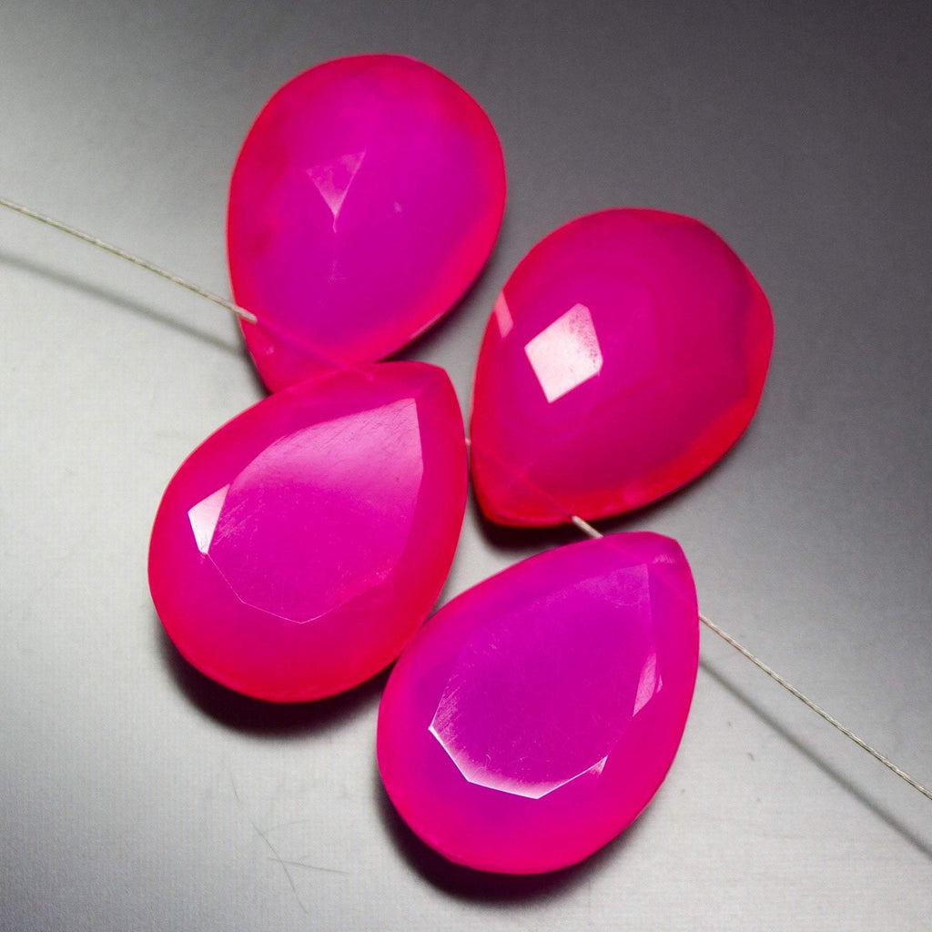 2 Match Pair, Super Rare Pink Chalcedony Pear Shape Briolettes Calibrated Size 20X13mm - Jalvi & Co.