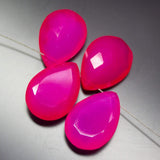 2 Match Pair, Super Rare Pink Chalcedony Pear Shape Briolettes Calibrated Size 20X13mm