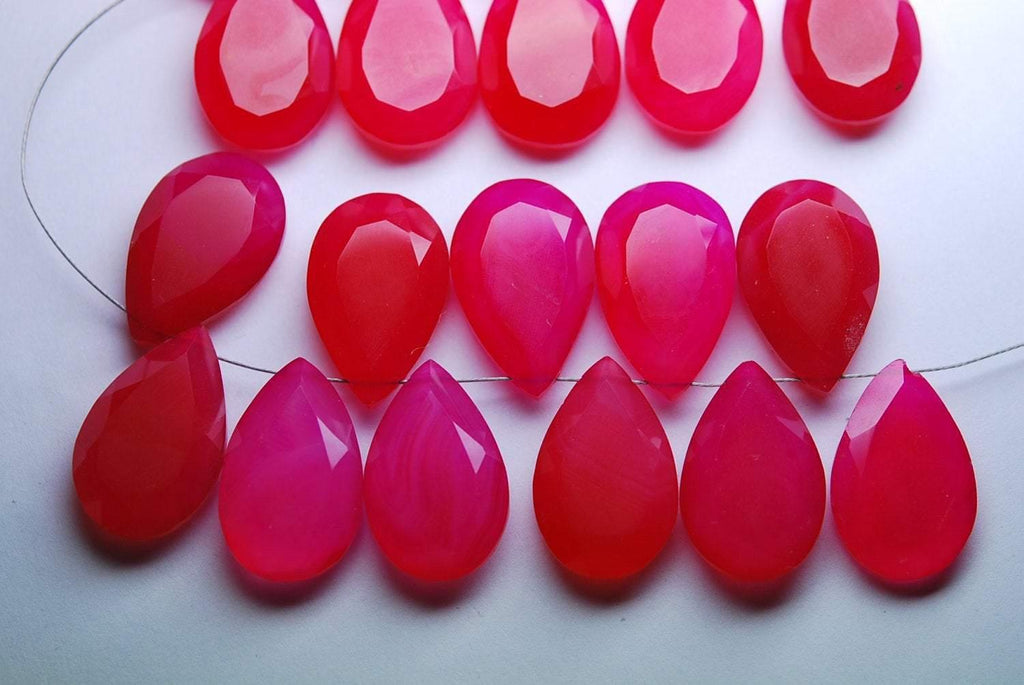 2 Match Pair, Super Rare Pink Chalcedony Pear Shape Briolettes Calibrated Size 20X13mm - Jalvi & Co.