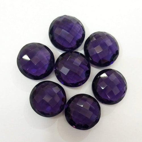 2 Match Pair,Purple Quartz Undrilled Faceted Coins Calibrated Size 16mm - Jalvi & Co.