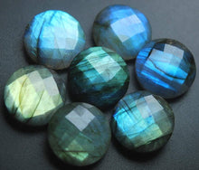 Load image into Gallery viewer, 2 Matched Pair, Finest Quality,Side Drillrd,Labradorite Faceted Coins Shape, 20mm Size - Jalvi &amp; Co.