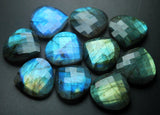 2 Matched Pair, Finest Quality,Undrilled Labradorite Faceted Heart Shape, 25mm Size