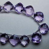 2 Matched Pairs, 14mm Pink Amethyst Faceted Cushion Shape Briolettes, 14mm Long,Great Quality