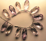 2 Matched Pairs, Aaa Quality Pink Amethyst Faceted Pear Shape Briolettes, 10X20mm Long,Great Quality