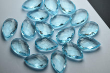 Load image into Gallery viewer, 2 Matched Pair,Side Drilled Sky Blue Quartz Faceted Pear Shaped, 16X25mm - Jalvi &amp; Co.