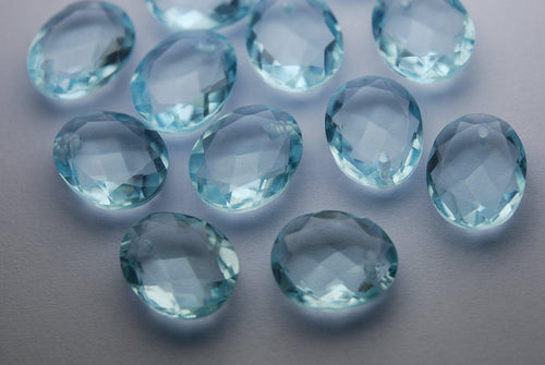 2 Matched Pairs,Sky Blue Quartz Faceted Slice Size, 16mm - Jalvi & Co.