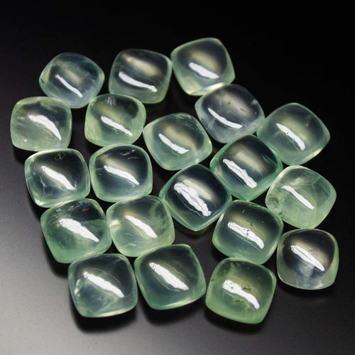 2 matching pair, 10mm, Natural Green Prehnite Smooth Cushion Cabochon Loose Gemstone - Jalvi & Co.