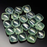 2 matching pair, 10mm, Natural Green Prehnite Smooth Cushion Cabochon Loose Gemstone