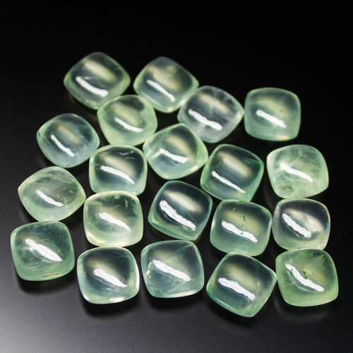 2 matching pair, 10mm, Natural Green Prehnite Smooth Cushion Cabochon Loose Gemstone - Jalvi & Co.
