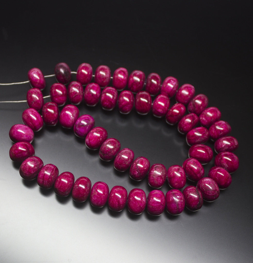 2 matching pair, 12mm, Natural Ruby Plain Smooth Rondelle Large Size Loose Gemstone Beads - Jalvi & Co.