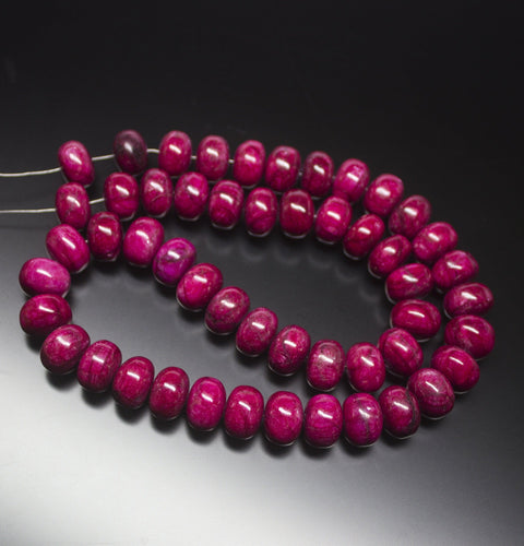 2 matching pair, 12mm, Natural Ruby Plain Smooth Rondelle Large Size Loose Gemstone Beads - Jalvi & Co.