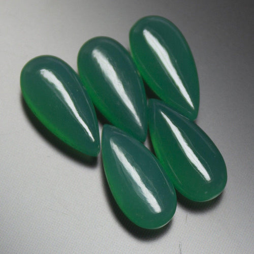 2 matching pair, 15x8mm, Natural Green Onyx Smooth Pear Drops Briolette Gemstone Beads - Stunning Elegant Pairs - Jalvi & Co.