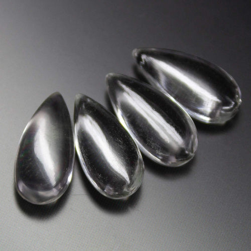 2 matching pair, 15x8mm, Natural Rock Crystal Quartz Smooth Pear Drops Briolette Gemstone Beads - Stunning Elegant Pairs - Jalvi & Co.