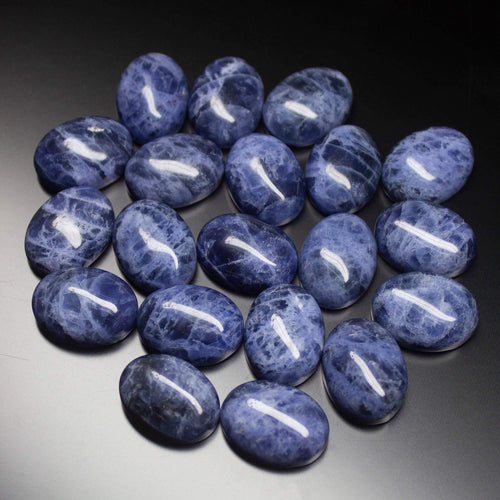 2 matching pair, 16x12mm, Natural Blue Sodalite Smooth Oval Cabochon Loose Gemstones - Jalvi & Co.