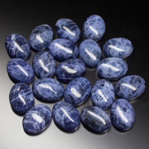 2 matching pair, 16x12mm, Natural Blue Sodalite Smooth Oval Cabochon Loose Gemstones - Jalvi & Co.