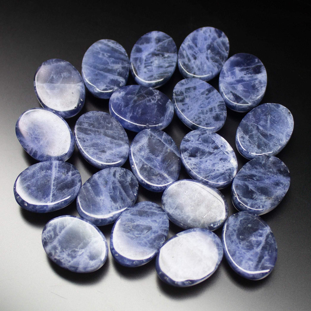 2 matching pair, 16x12mm, Natural Blue Sodalite Smooth Oval Cabochon Loose Gemstones - Jalvi & Co.