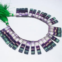 Load image into Gallery viewer, 2 matching pair, 27mm, Natural Bi Fluorite Smooth Rectangle Briolette Beads - Jalvi &amp; Co.