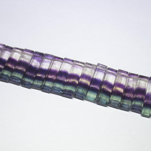 2 matching pair, 27mm, Natural Bi Fluorite Smooth Rectangle Briolette Beads - Jalvi & Co.