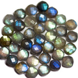 2 matching pair, Natural Blue Labradorite Faceted Cushion Beads 8mm