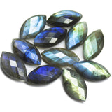 2 matching pair, Natural Blue Labradorite Faceted Marquise Beads 20x10mm