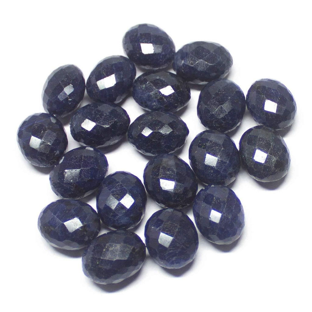 2 matching pair, Natural Dyed Blue Sapphire Faceted Oval Beads 15x11mm - Jalvi & Co.