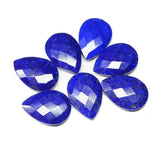 2 matching pair, Natural Lapis Lazuli Faceted Pear Drop Briolette Loose Gemstone Beads, 20x14mm