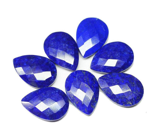 2 matching pair, Natural Lapis Lazuli Faceted Pear Drop Briolette Loose Gemstone Beads, 20x14mm - Jalvi & Co.