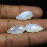 2 pc, 20x10mm, Blue Rainbow Moonstone Carving Pear Drop Briolette, Rainbow Moonstone Beads