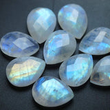 2 Pcs Of ,Blue Flashy Rainbow Moonstone Faceted Pear Shape Briolettes, 13X18mm Size