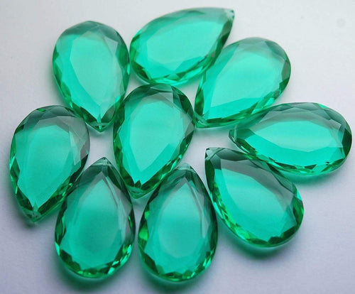 2 Pcs,Green Emerald Quartz Faceted Pear Briolettes 25mm Large Size Calibrated Size - Jalvi & Co.