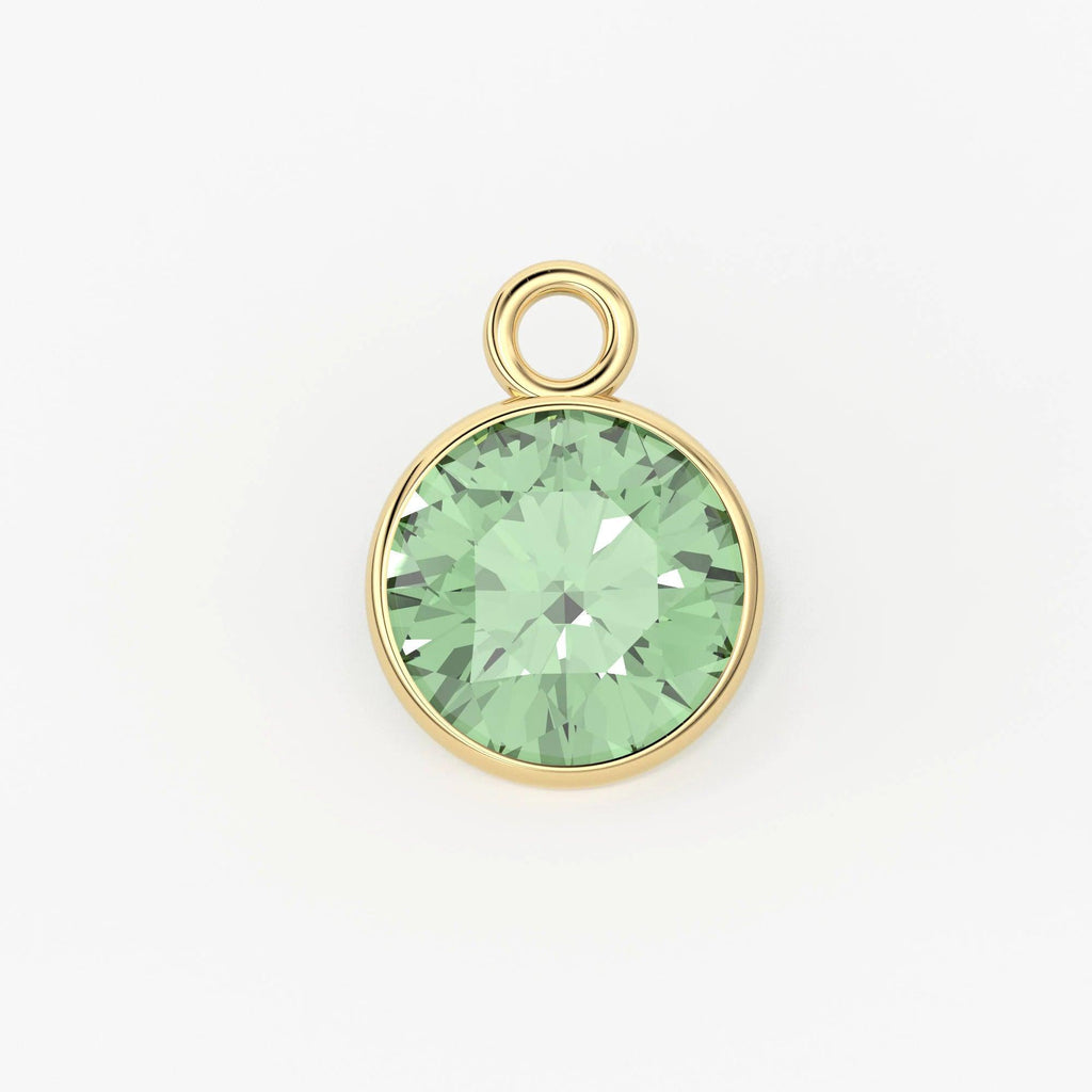 2 piece 14k Solid Yellow Gold 4,5,6mm Natural Green Amethyst Charm Pendant - Jalvi & Co.