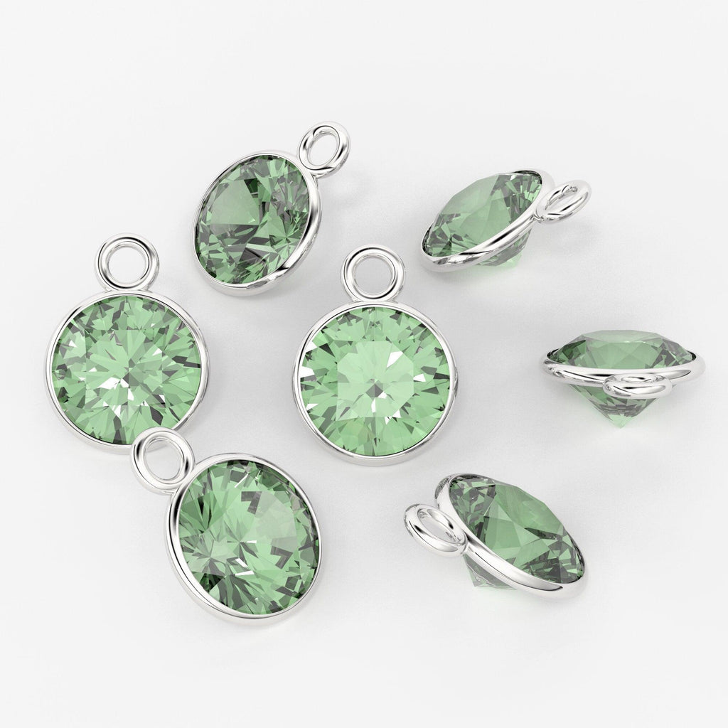 2 piece 14k Solid Yellow Gold 4,5,6mm Natural Green Amethyst Charm Pendant - Jalvi & Co.