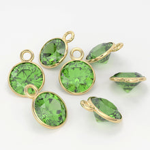 Load image into Gallery viewer, 2 pieces 14k Solid Yellow Gold 4,5,6mm Green Peridot Charm Pendant - Jalvi &amp; Co.