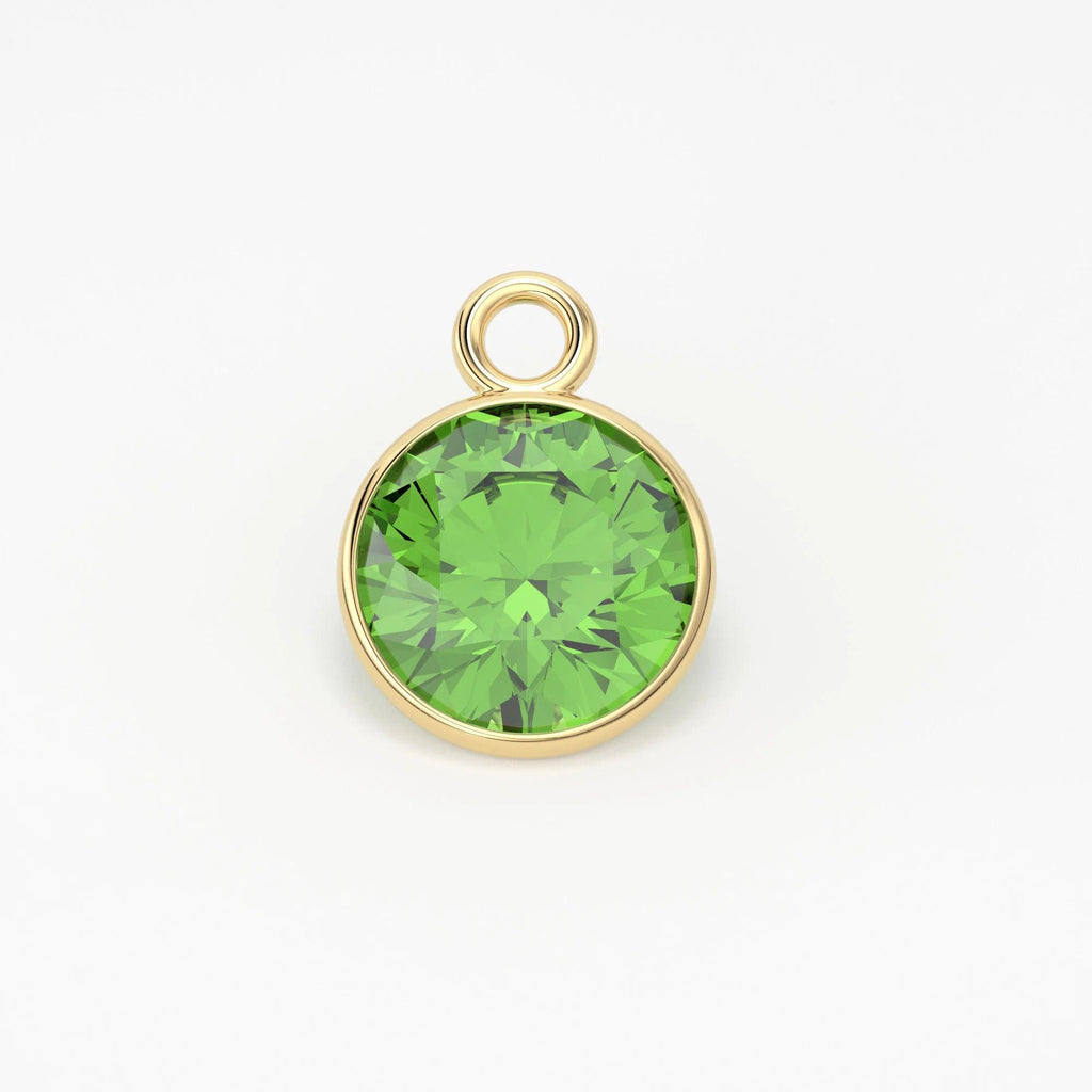 2 pieces 14k Solid Yellow Gold 4,5,6mm Green Peridot Charm Pendant - Jalvi & Co.