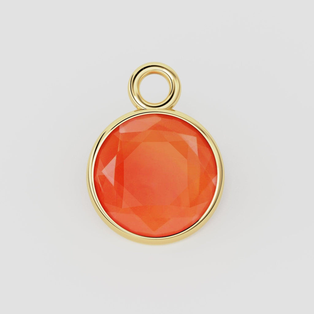 2 pieces 14k Solid Yellow Gold 4,5,6mm Natural Orange Carnelian Charm Pendant - Jalvi & Co.