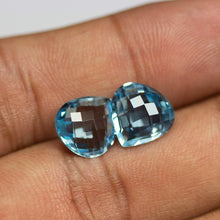 Load image into Gallery viewer, 2 Pieces Eye Clean Quality Sky Blue Topaz Micro Faceted Heart Shape Briolettes 10mm - Jalvi &amp; Co.