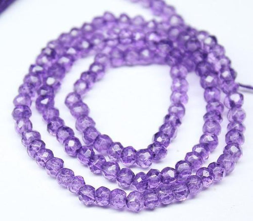2 strand Amethyst Purple Quartz Gemstone Faceted Rondelle Beads Strand 3.5mm 14