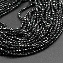 Load image into Gallery viewer, 2 Strand Black Spinel Faceted Round Ball Indian Gemstone Spacer Beads 13&quot; 2mm - Jalvi &amp; Co.