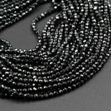 2 Strand Black Spinel Faceted Round Ball Indian Gemstone Spacer Beads 13