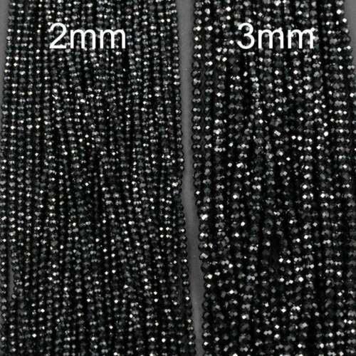 2 Strand Black Spinel Faceted Round Ball Indian Gemstone Spacer Beads 13" 2mm - Jalvi & Co.