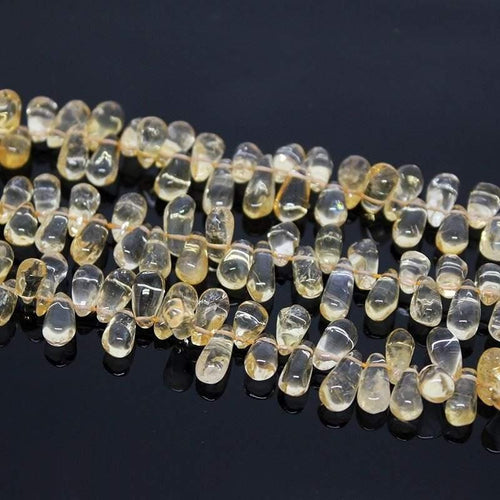 2 Strand Gold Citrine Lot Smooth Tear Drop Briolette Gemstone Bead 14