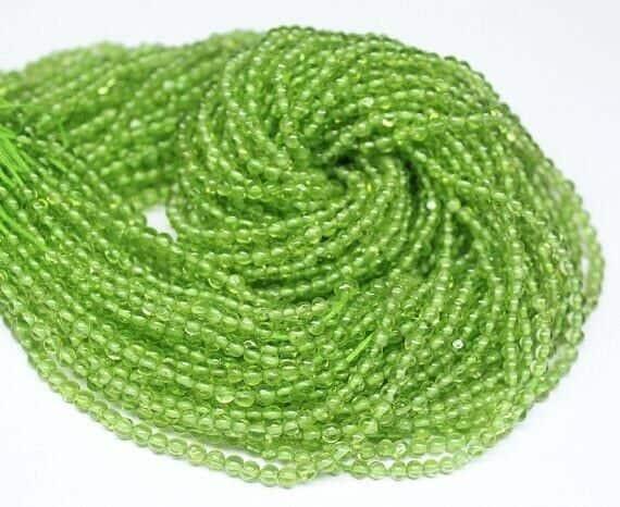 2 Strand Green Peridot Smooth Round Ball Gemstone Loose Spacer Beads 13" 3mm - Jalvi & Co.