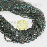 2 Strand Lot Blue Labradorite Smooth Gemstone Rectangle Bead Strand 14
